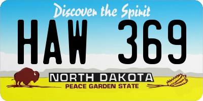 ND license plate HAW369