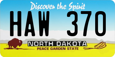 ND license plate HAW370