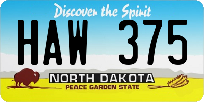 ND license plate HAW375