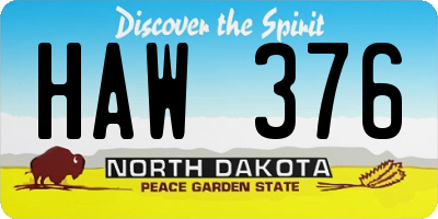 ND license plate HAW376