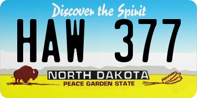 ND license plate HAW377