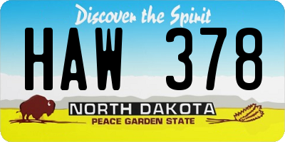 ND license plate HAW378