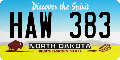 ND license plate HAW383