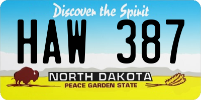 ND license plate HAW387