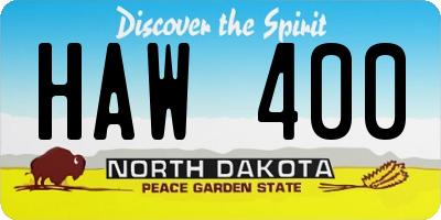 ND license plate HAW400