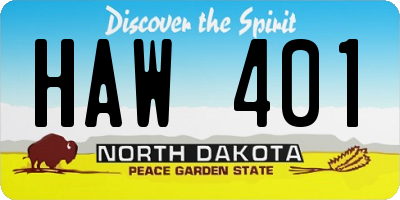 ND license plate HAW401