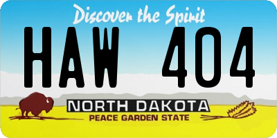 ND license plate HAW404