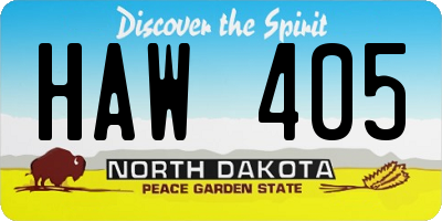 ND license plate HAW405