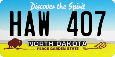 ND license plate HAW407