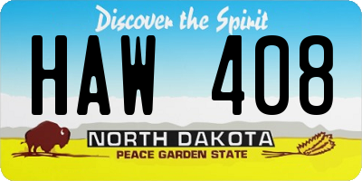 ND license plate HAW408