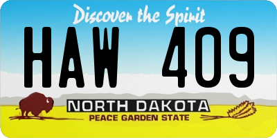 ND license plate HAW409