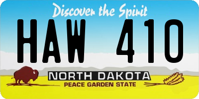 ND license plate HAW410