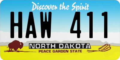 ND license plate HAW411