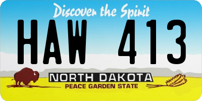 ND license plate HAW413