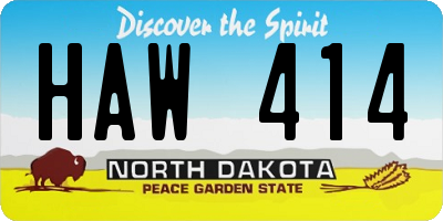 ND license plate HAW414