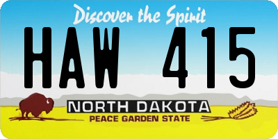 ND license plate HAW415