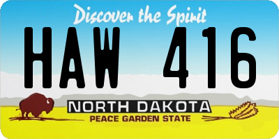 ND license plate HAW416