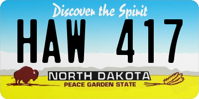 ND license plate HAW417