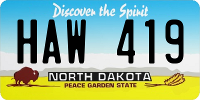 ND license plate HAW419