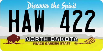 ND license plate HAW422