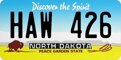 ND license plate HAW426