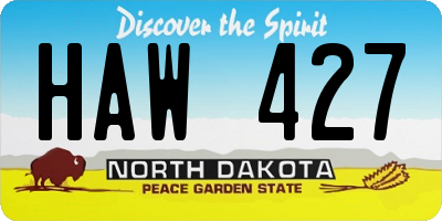 ND license plate HAW427