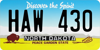 ND license plate HAW430