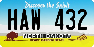 ND license plate HAW432