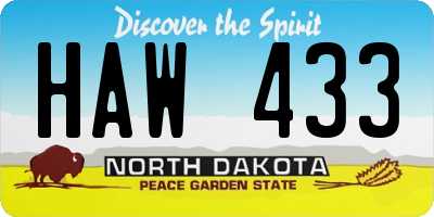 ND license plate HAW433