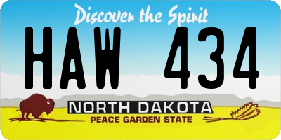 ND license plate HAW434