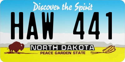 ND license plate HAW441