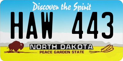 ND license plate HAW443