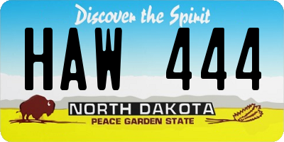 ND license plate HAW444