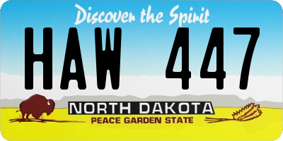 ND license plate HAW447