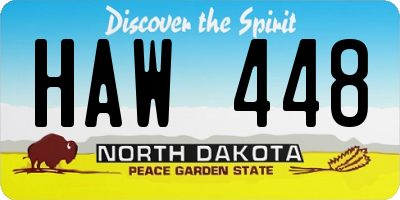 ND license plate HAW448