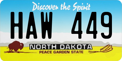 ND license plate HAW449