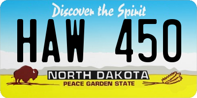 ND license plate HAW450