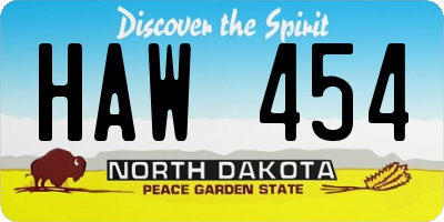 ND license plate HAW454