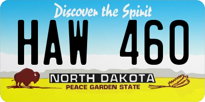 ND license plate HAW460