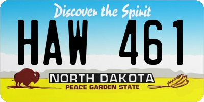 ND license plate HAW461