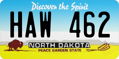 ND license plate HAW462