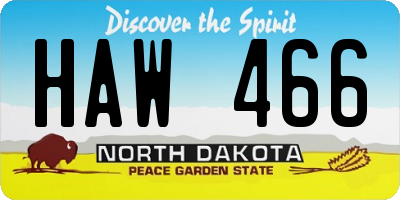 ND license plate HAW466