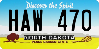 ND license plate HAW470