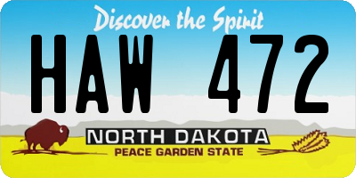 ND license plate HAW472