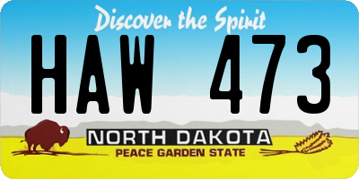 ND license plate HAW473