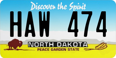 ND license plate HAW474