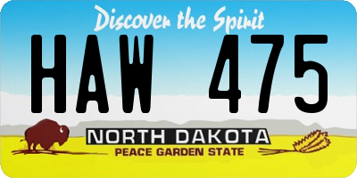 ND license plate HAW475