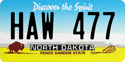 ND license plate HAW477