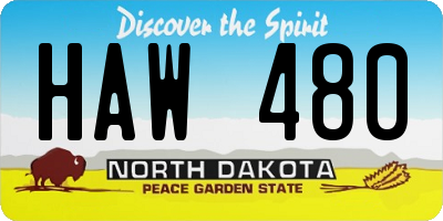 ND license plate HAW480