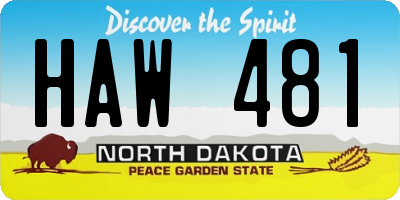 ND license plate HAW481